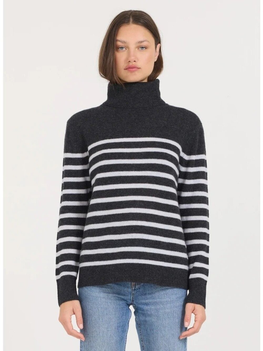 One Grey Day Sloane Cashmere Turtleneck Charcoal Size Small
